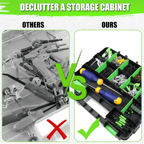 Multipurpose Tools Organizer Box with 34 Compartments Hardware Storage Container for Nuts Small Parts Screw Fasteners 2
