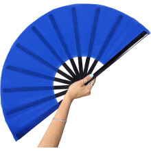 Éventail pliable bleu de 33 cm (13 pouces) pour rave, danse en ligne, fêtes, mariages et utilisation en extérieur – Éventail portable (1 pièce)