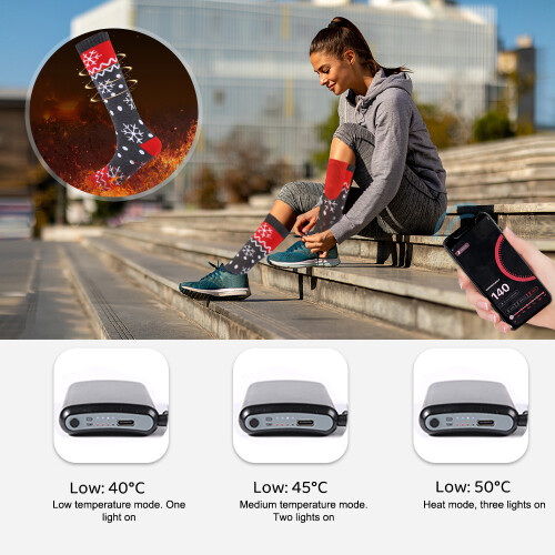 5000mAh Heated Socks 6-10.5US Red/Blue APP-Control 1