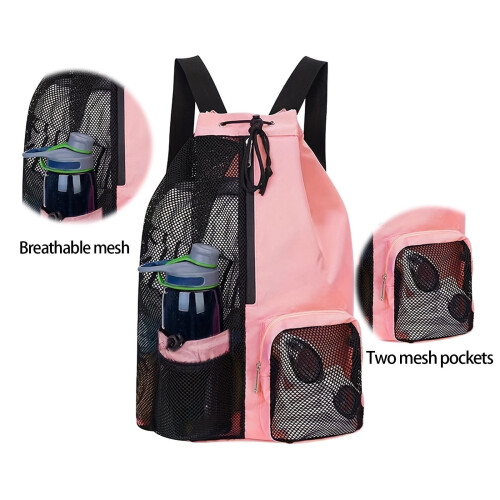 Swim Bag Mesh Drawstring Backpack with Wet Bag 1 Pack 2