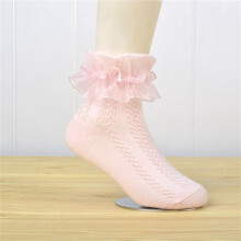 Tao 3 Pairs Toddler Girls Dress Socks Baby Ruffle Socks Cute Frilly Lace Socks Cotton Teen Girl Socks PinkS