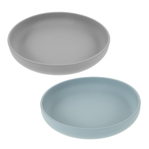 2pcs Silicone Suction Plate for Elderly Non Skid Dinnerware Deep Gray Home Use