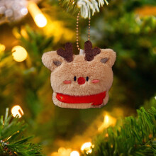 3-Inch Mini White Christmas Plush Ornament - Soft Fuzzy Hanging Decor for Tree, Stocking Stuffer, Cute Holiday Party Decoration & Gift Khaki