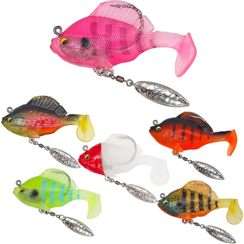 Forriggede jighoveder med paddletail bløde agn, 6 stk.