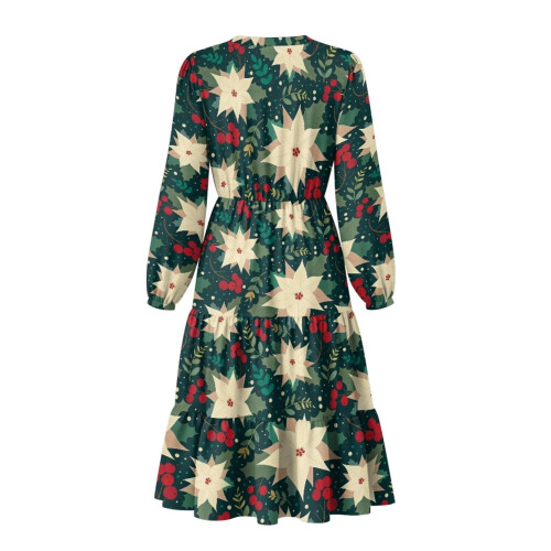 Abito midi da donna Poinsettia con tasche, patchwork ampio 2