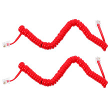 NICEXMAS 2Pcs Red Coiled Phone Cords Copper Rubber for Landline Phones with Spiral Design for Office Use