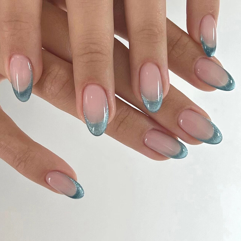 Dachuang Beauty French Nude Pink Almond Fake Nails - Lightweight & Easy Stick