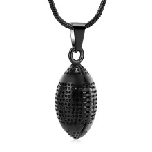 Stainless Steel Football Urn Necklace for Ashes – Engravable Memorial Jewelry, Compatible with Rugby & American Football Themes