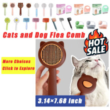 Pet Hair Comb,Self-Cleaning Grooming Brush for Dogs and Cats,Stainless Steel Needles for Tangle and Mat Removal,Comfortable to Hold and Use