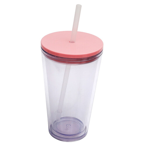 Διαφανή ποτήρια 24oz με καπάκι και καλαμάκι, επαναχρησιμοποιήσιμα διπλού