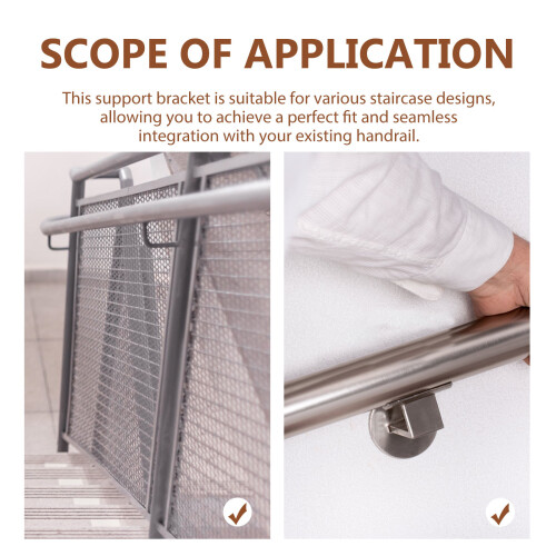 2Pcs Stair Railing Bracket Black Metal Handrail Holder Durable Rust Resistant for Indoor Use 2