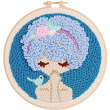 Punch Needle Kit Cartoon Girl Design 8 Inch Hoop
