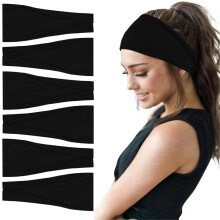 Bentițe de păr la modă pentru femei, bandă largă pentru yoga, antrenament, accesorii de păr, bandă neagră, pachet de 6