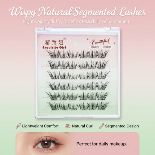 (No Glue 6 Rows) Soft Fiber False Eyelashes - Natural & Comic Style 1