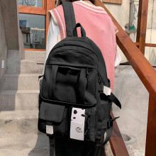 Rucsac de student din nailon pentru femei – Rucsac mare, impermeabil, durabil, cu mai multe compartimente – Negru/Albastru/Roz/Alb/Mov