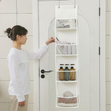 Organisateur mural suspendu à 4 niveaux, étagères en tissu non tissé, blanc/gris, pour chambre et salle de bain – Compatible avec les portes