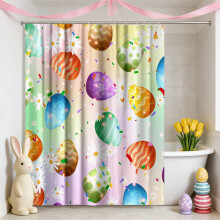 Rideau de bain imperméable pour Pâques, 120 x 180 cm, joli motif, installation sans perçage, 12 crochets, pour séparer le sec et l'humide et