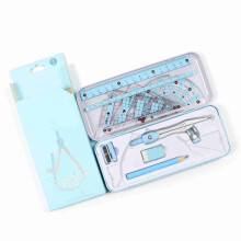 8-Piece Math Geometry Kit Set with Rulers, Compass, Protractor, Pink/Blue