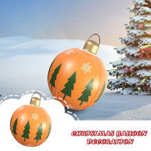 Boule gonflable décorative de Noël extérieure de 60 cm (23,6 po) - Décoration de jardin en PVC résistant aux intempéries avec motif Père Noël