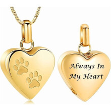 Pet Heart Cremation Jewelry For Ashes For Dog/Cat Paw Stainless Steel Memorial Locket Urn Necklace Paw Print Pet Heart Urn Necklace