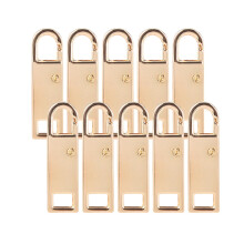 10 Pcs Zipper Replacement Pulls Charms for Zippers Bags Tab Golden