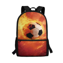 Flaming Football Kids Backpack for Girls & Boys 6-12, Casual Sport Daypack Compatible with School, Camps & Travel