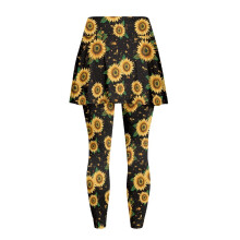 Sunflowers Splash Black Skort Leggings Women High Waist 1