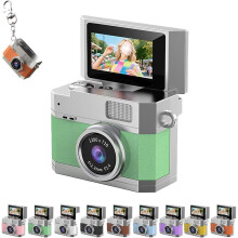 Thumb-Sized Flip Screen Mini Camera, 180 Rotating Retro CCD HD Pocket Camera with Beauty Filters, Compatible with Keychain & Travel Vlog