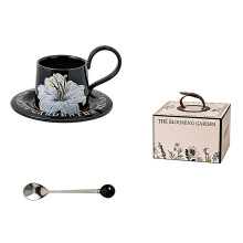 Blooming Garden Ceramic Mug Set with Saucer and Spoon