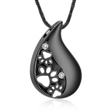 Pet Paw Print Teardrop Urn Necklace for Ashes / Urn Keychain for Ashes for Dog/Cat Pet Ashes Keepsake Memorial Pet Cremation Necklace / Keychain