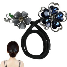 Rhinestone Flower Hair Clip Whale Tail Design Ocean Blue