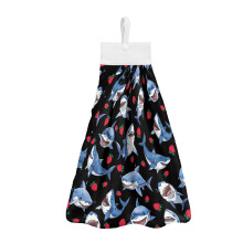 Torchons à main et à vaisselle à suspendre, motif fraise et requins, lot de 2