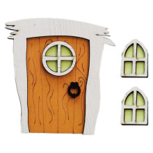 Wooden Fairy Door Decor Set for Garden Landscaping