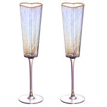 2Pcs Champagne Flute Goblet Elegant Heart Shape Gold Rimmed Glass Cup Beverage Drinkwares for Wedding Parties