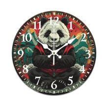 Horloge murale rétro Kung Fu Panda aquarelle, silencieuse, à piles
