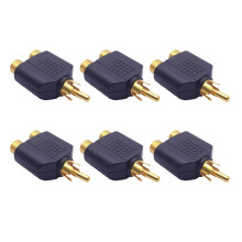 6Pieces RCAs Splitter Adapter 1 Male to 2 Female for Sound Video Devices Simple Plug and Play