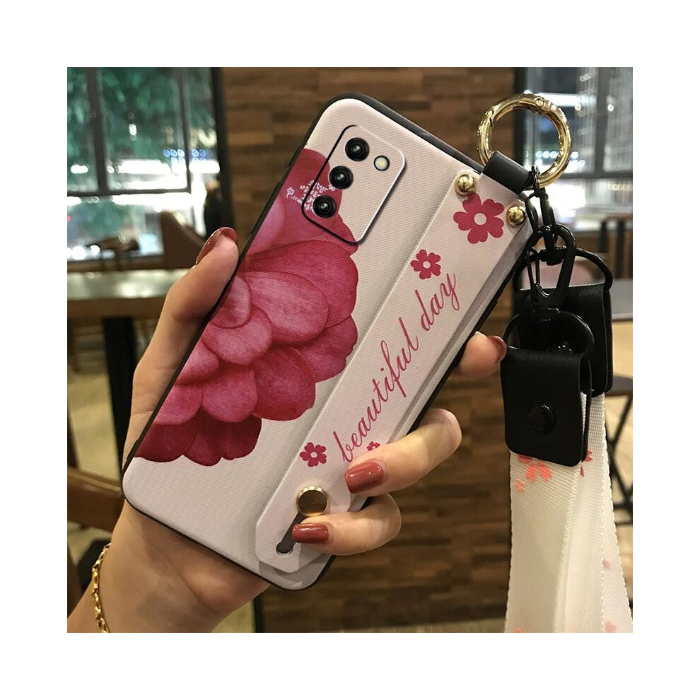 Flower Lanyard Phone Case For Samsung Galaxy A03s (Sm-A037f) Â Shockproof, Anti-Knock, Waterproof Ring, Wrist Strap 9027700143692