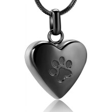 Heart with Paw Print Urn Necklace for Ashes Pet Cremation Jewelry for Ashes for Dog / Cat Heart Urn Necklace Memorial Keepsake Jewelry for Pet