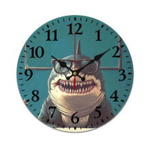 Ocean Shark Retro Wall Clock – Mute, Battery-Powered, Compatible with Home, Living Room, Kitchen & Office Decor