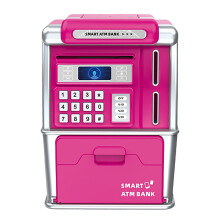 Digital Piggy Bank Electronic Cash Coin Can Mini ATM Modle Plastic Money Savings Box Smart ATM Bank with Password Lock and Calculator for Home