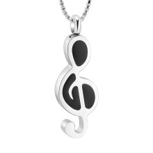 Music Note Urn Necklaces for Ashes Stainless Steel Musical Symbol Cremation Urn Pendant for Loved One