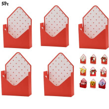 Red Flower Gift Box and Love Letter Envelope Set 5 pcs