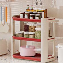 3 Tier Desk Shelf Organizer, Small Desktop Rack for Desk Organization Kitchen Spice Rack Or Bathroom Countertop Organizer(Red)