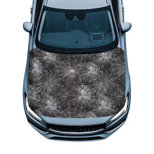 Weatherproof Car Hood Cover with Elastic & Cobweb Print – Protection and Decoration, Compatible with Most Cars