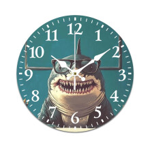Ocean Shark Retro Wall Clock – Mute, Battery-Powered, Compatible with Home, Living Room, Kitchen & Office Decor