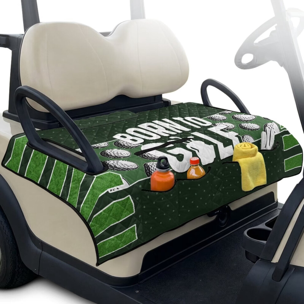 Golf Cart Seat Covers With 4 Pockets, Non-Slip, Born To Golf Print Â Compatible With Ezgo Txt/Rxv, Club Car Ds/Precedent 9399596719566