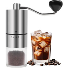 Ceramic Burr Manual Coffee Grinder, 5 Settings, for Espresso/French Press, Home & Camping, Compatible with Hand Crank