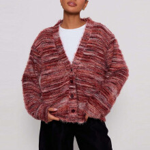 Women's V-Neck Fleece Cardigan Long Sleeve Fall Winter 2025