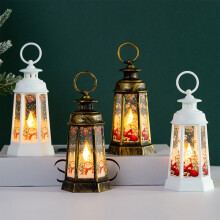 Lanterne de Noël vintage suspendue avec bougie LED et Père Noël