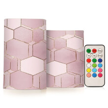 2 PCS Flameless Candles with Remote Timer LED Battery Operated Flickering Candle Light for Wedding Table Home Decoration Gifts Blush Pink Hexagon